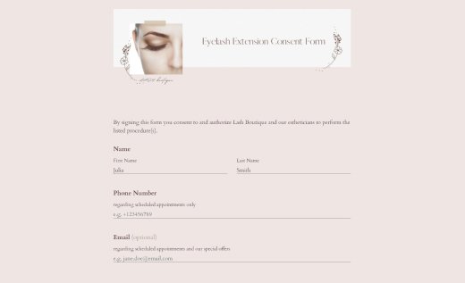 Eyelash Extension Consent Form