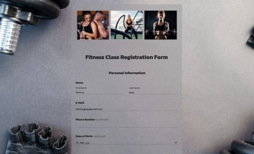 Fitness Class Registration Form