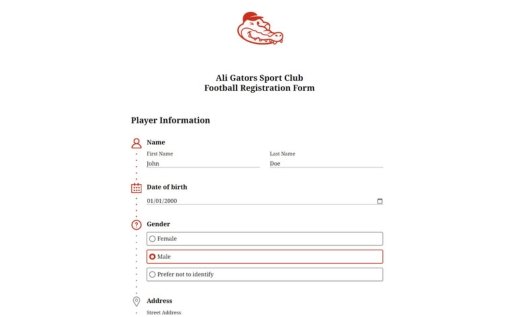 Football Registration Form