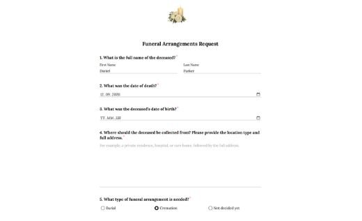 Funeral Planning Form