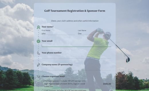 Golf Registration Form