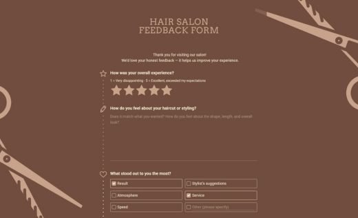 Hair Salon Feedback Form