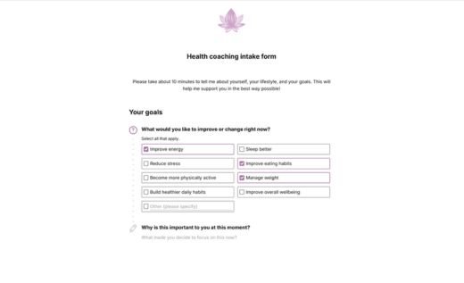 Health Coaching Intake Form