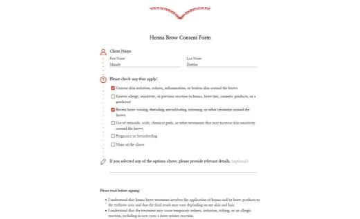 Henna Brow Consent Form