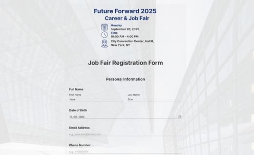 Job Fair Registration Form