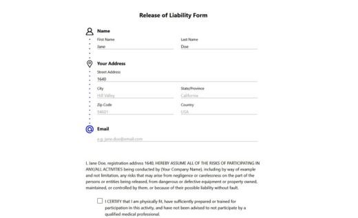 General Liability Waiver Form