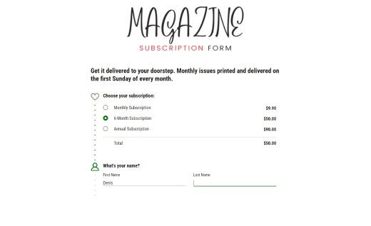 Subscription Order Form