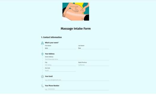 Massage Intake Form