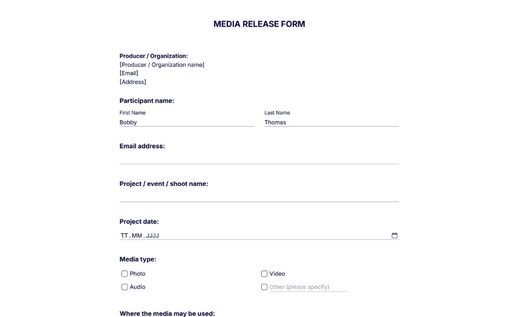 Media Release Form
