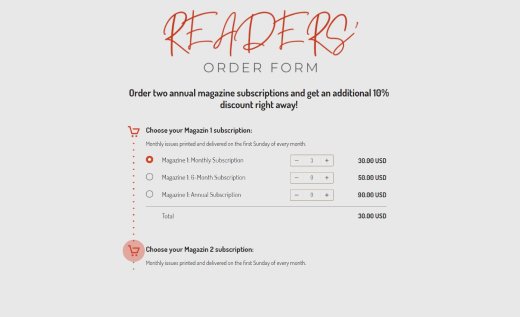 Magazine Order Form with Many Products