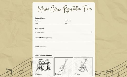 Music Class Registration Form