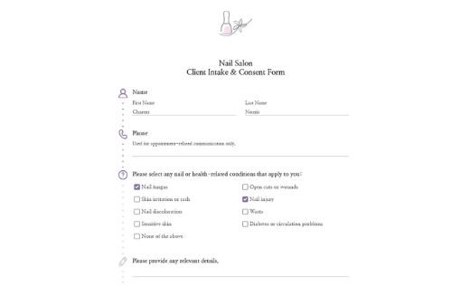 Nail Salon Consent Form