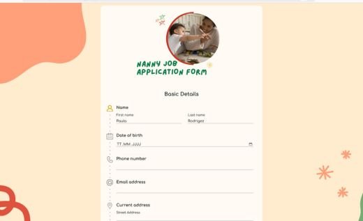 Nanny Application Form