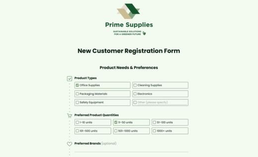 New Customer Registration Form