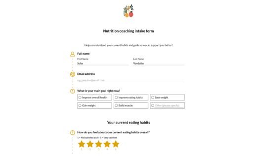 Nutrition Coaching Intake Form
