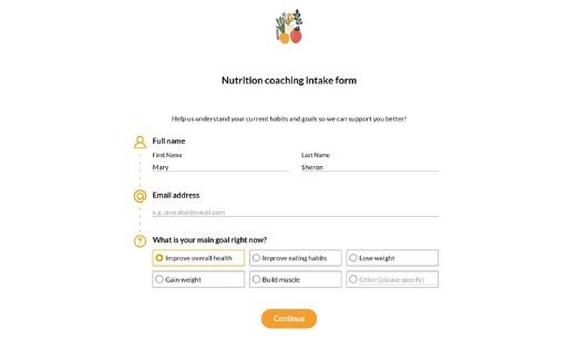 Nutrition Coaching Intake Form