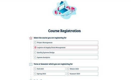 Formulaire d'inscription à un cours