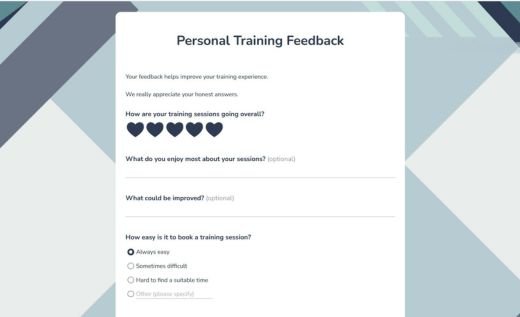 Personal Training Feedback Form