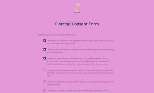 Piercing Consent Form