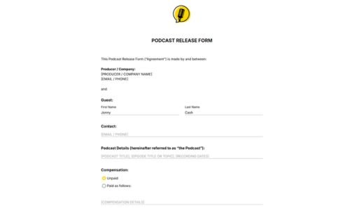 Podcast Release Form