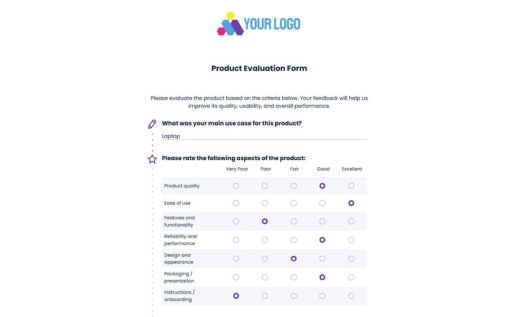 Product Evaluation Form