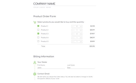 Product Order Form - Free