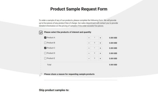 Product Sample Request Form