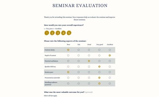 Seminar Evaluation Form