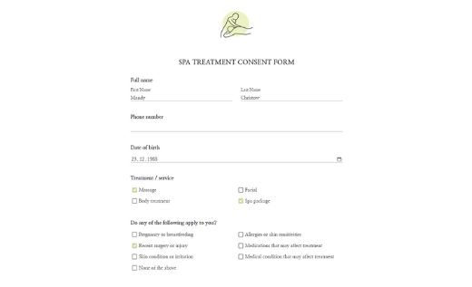 Spa Consent Form