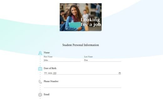 Student Job Application Form