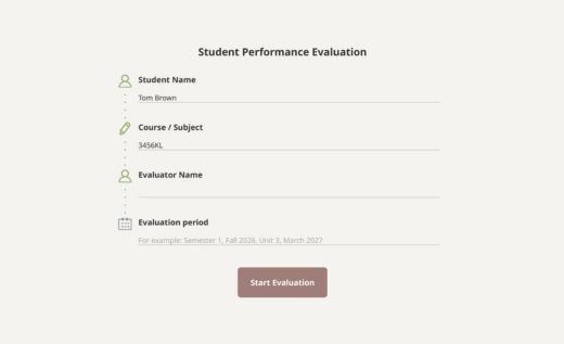 Student Evaluation Form
