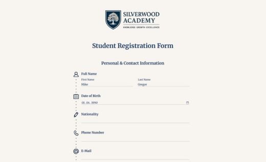 Student Registration Form