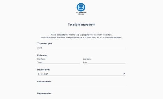 Tax Client Intake Form