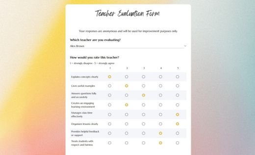 Teacher Evaluation Form