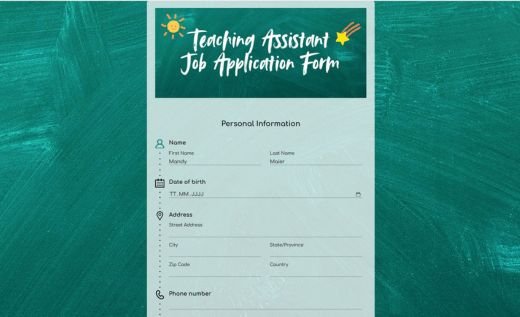 Teaching Assistant Job Application Form