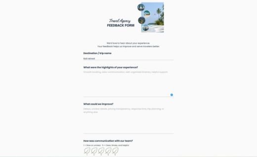 Travel Agency Feedback Form