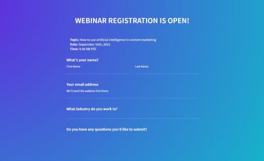 Webinar Registration Form