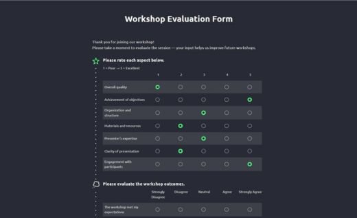 Workshop Evaluation Form