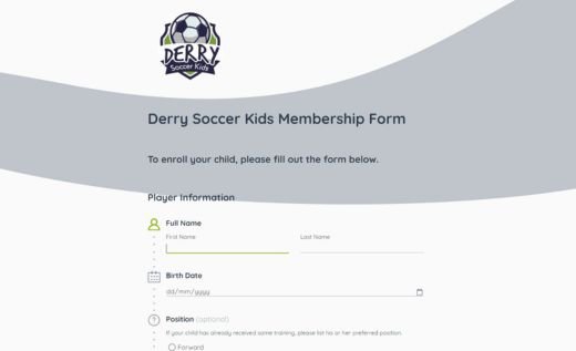 Youth Sports Registration Form